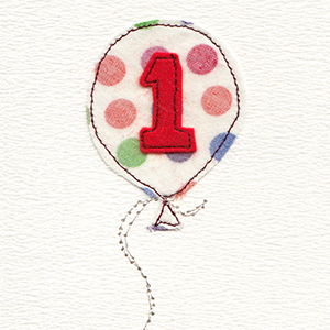 1st birthday spotty balloon handmade card