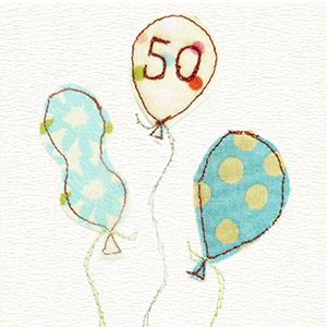 50th birthday three balloons handmade card