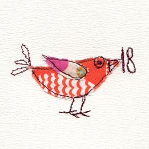 18th birthday  red stripe bird handmade card