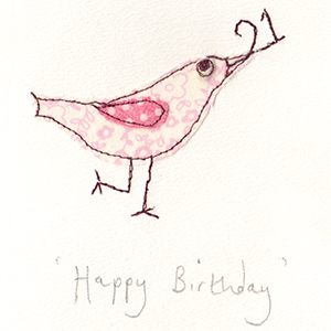 21st birthday pink bird handmade card