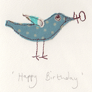 40th birthday blue bird handmade card