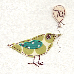 70th birthday green bird handmade card