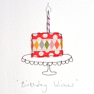 red birthday cake handmade card