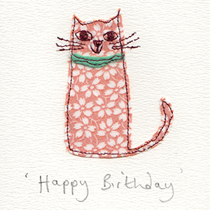 brainy fabric cat handmade card