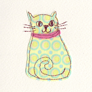jazzy fabric cat handmade card