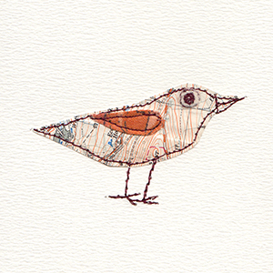 map bird with orange wing handmade card