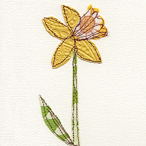 stitched fabric daffodil handmade card