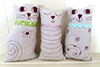 three handmade stuffed linen cats filled with lavender