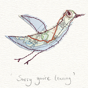 map bird flying handmade leaving card