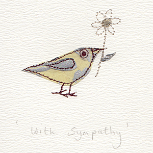 bird with flower sympathy handmade card