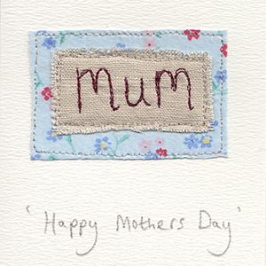 mothers day mum blue flowered fabric handmade card