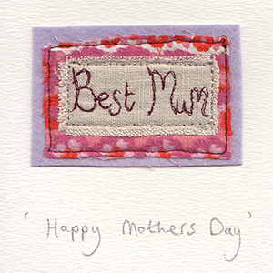 mothers day best mum embroidered lettering handmade card