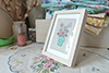 small framed handmade textile picture of flowers
