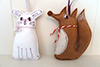 handmade felt rabbit and fox decoration