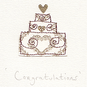 shiny heart pattern wedding cake handmade card