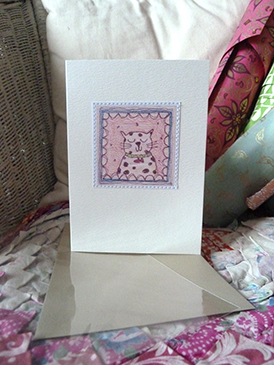 Dawn Ireland printed card showing design area, envelope and wrapper